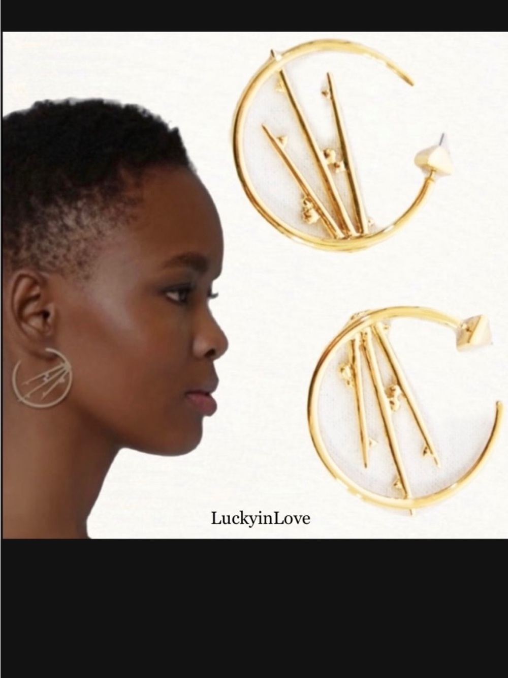 ALEXIS BITTAR • NEW Modern Gold Satellite Crystal Accents Spiked Hoop Earrings